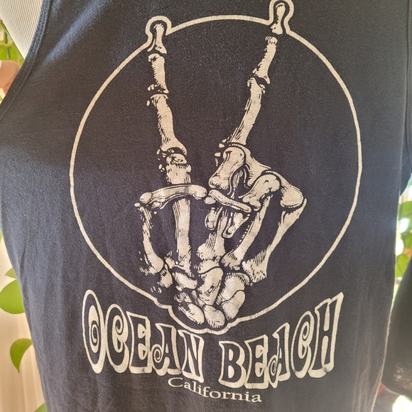 OB Ocean Beach Skeleton Graphic tank peace sign California Surf size XL - Picture 4 of 5